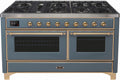 Blue Grey Dual Fuel Natural Gas Range with Brass Trim M73172