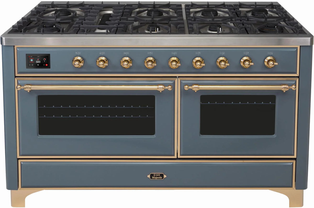 Blue Grey Dual Fuel Natural Gas Range with Brass Trim M73172