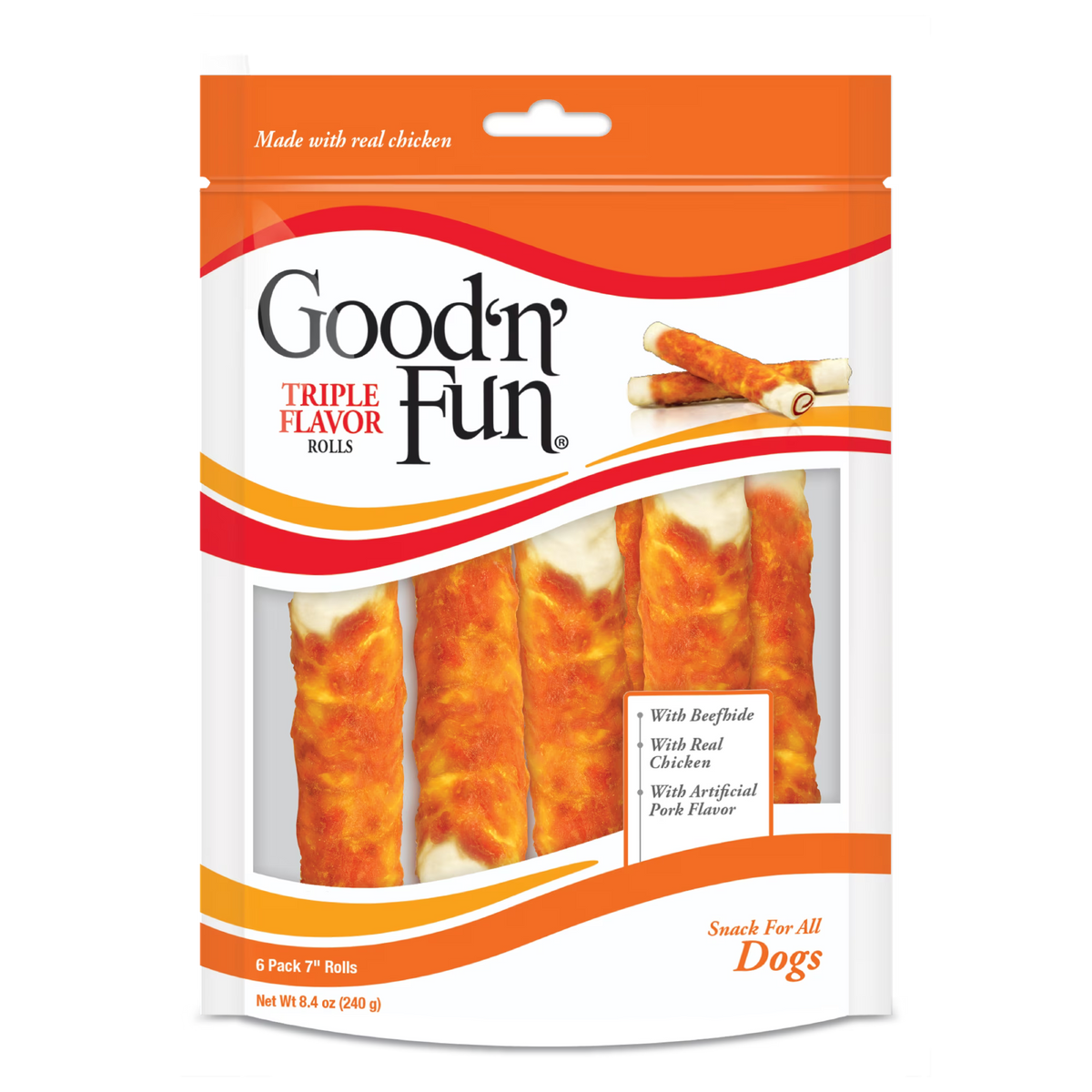 Triple Flavor Dog Chews, 6 Treats N451