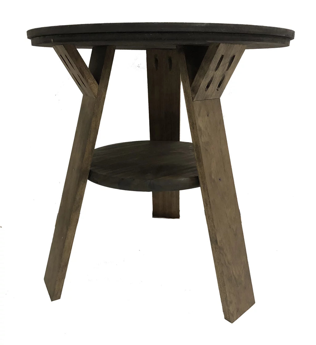 Round End Table with Shelf 22 Inches Tall O3719