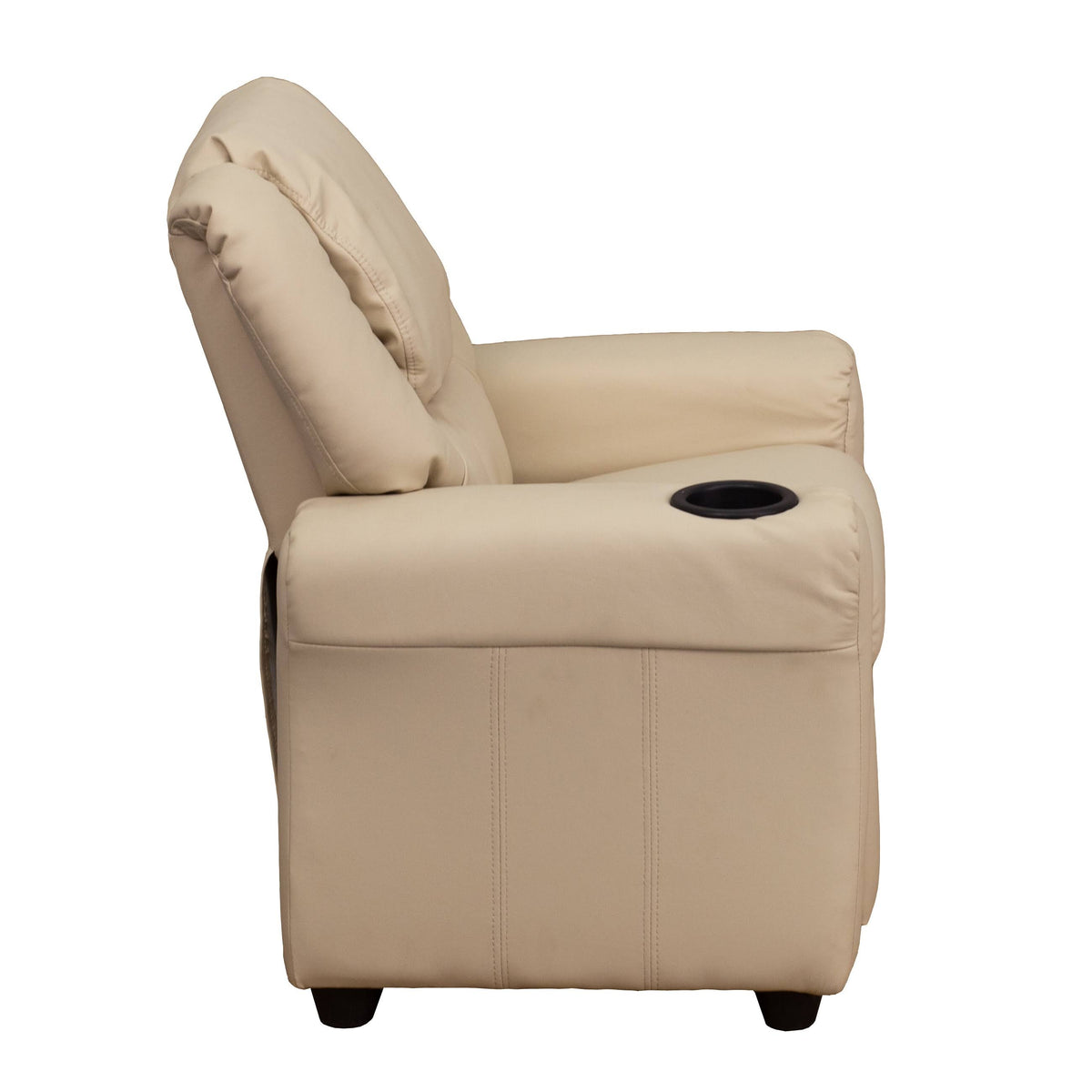 White Vinyl Kids Recliner with Cup Holder P414