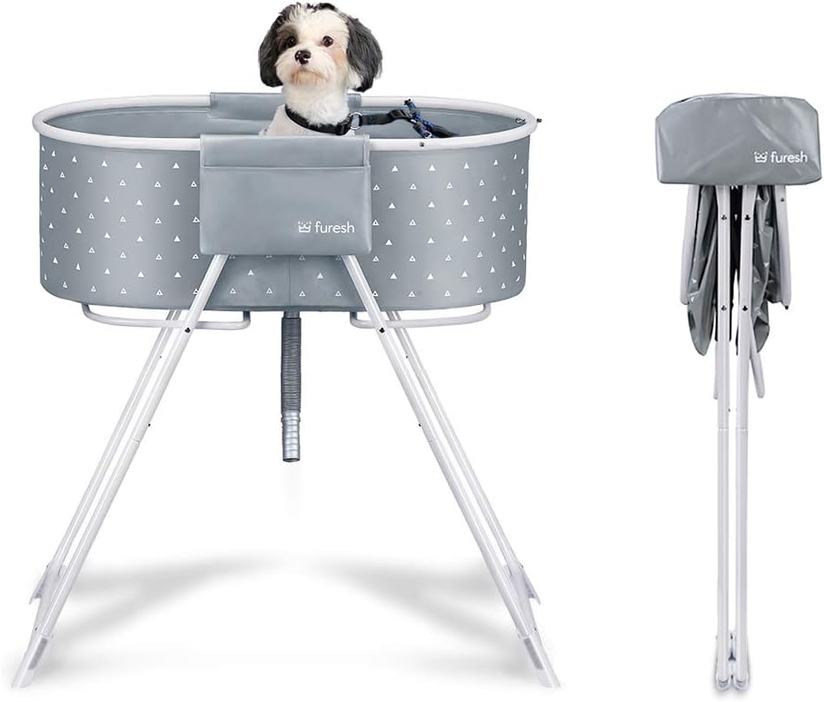 Gray Foldable Dog Bath Tub and Wash Station H438548