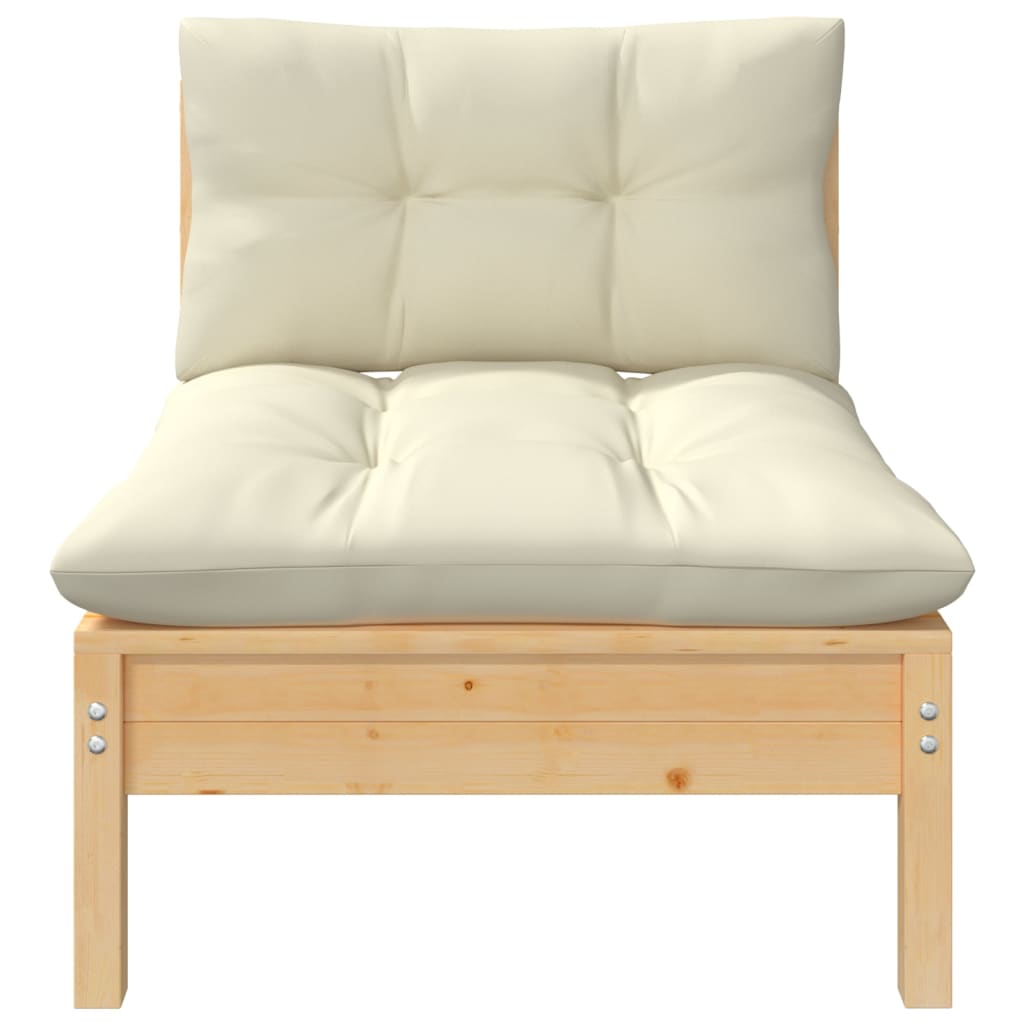 Solid Pinewood Patio Sofa with Cushions Q984834
