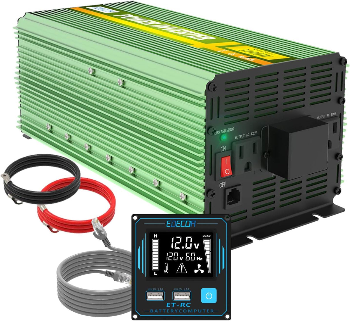 3000 Watt Power Inverter DC 12V to AC 110V 120V with LCD and Dual USB S321
