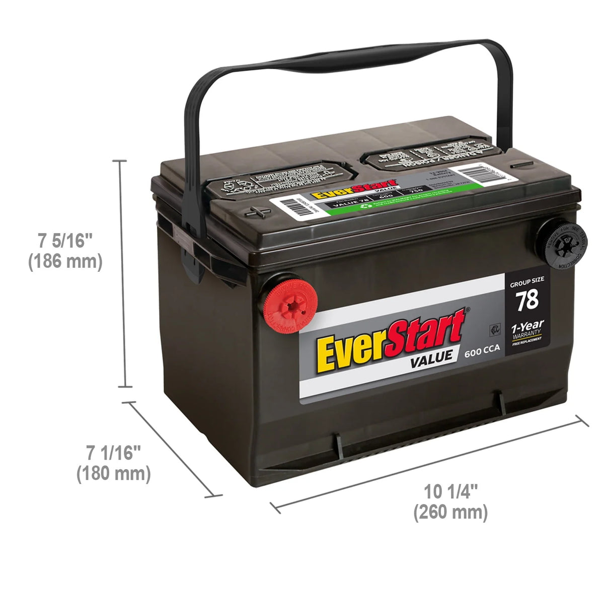Lead Acid Automotive Battery Group Size 78 12 Volt 600 CCA P9994