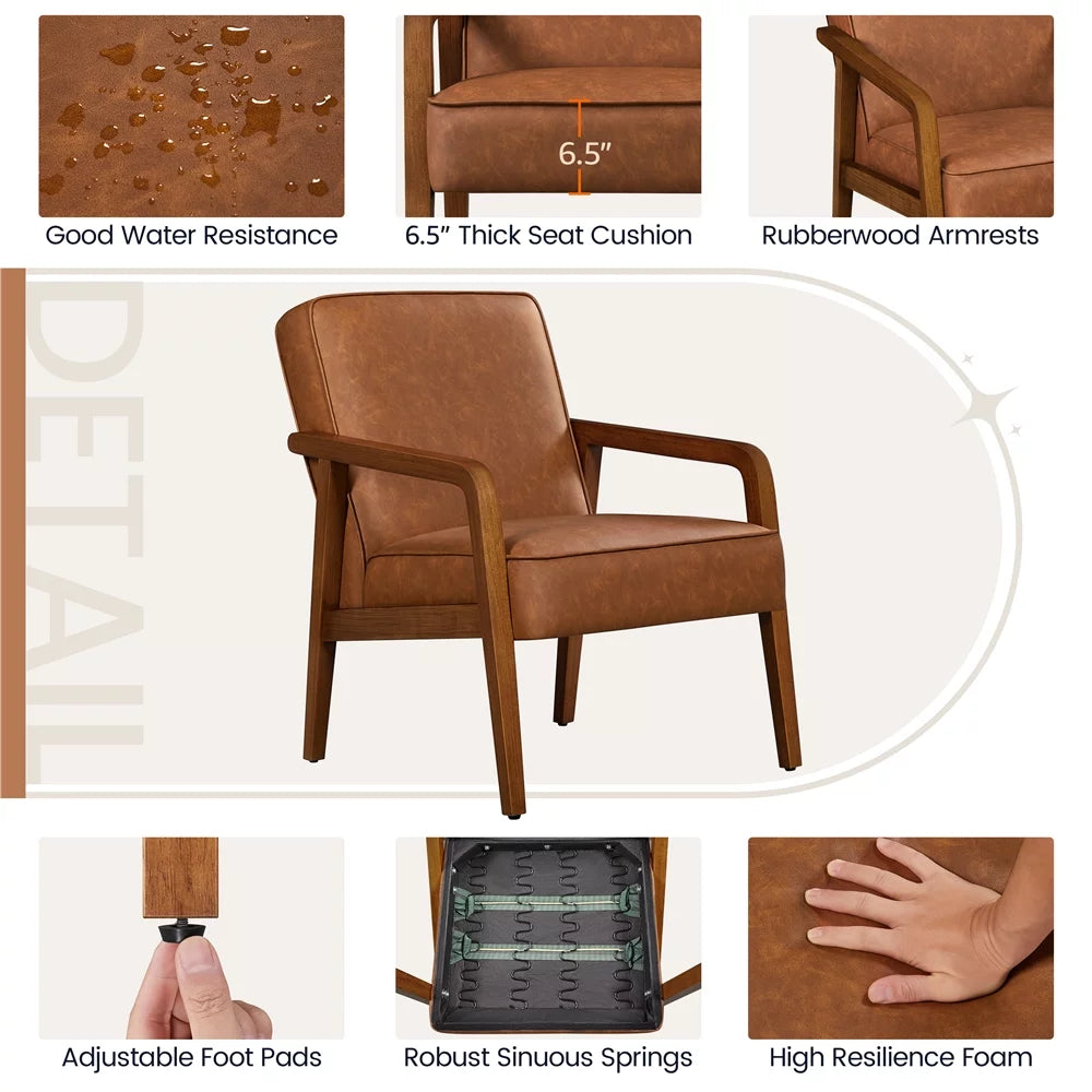 Light Brown Faux Leather Armchair W75930