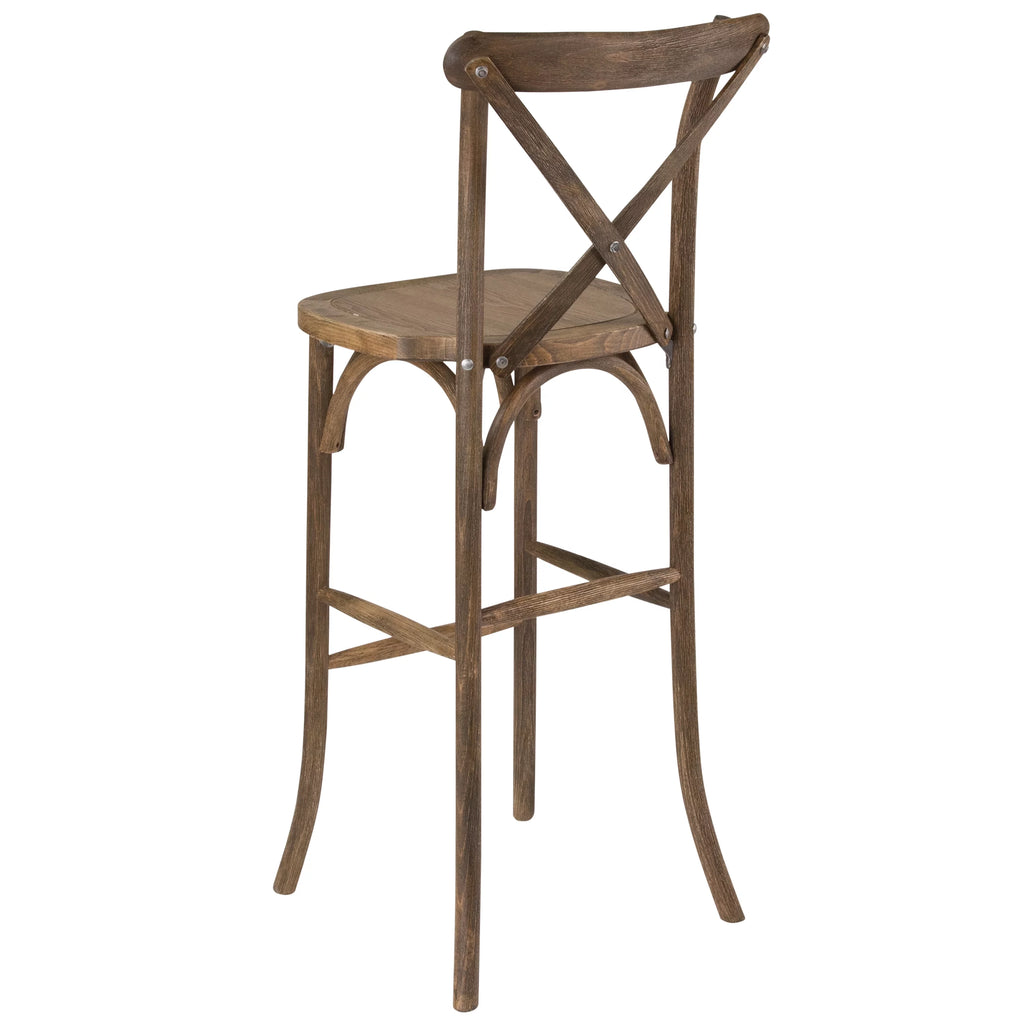 Dark Antique Wood Cross Back Barstool L208763