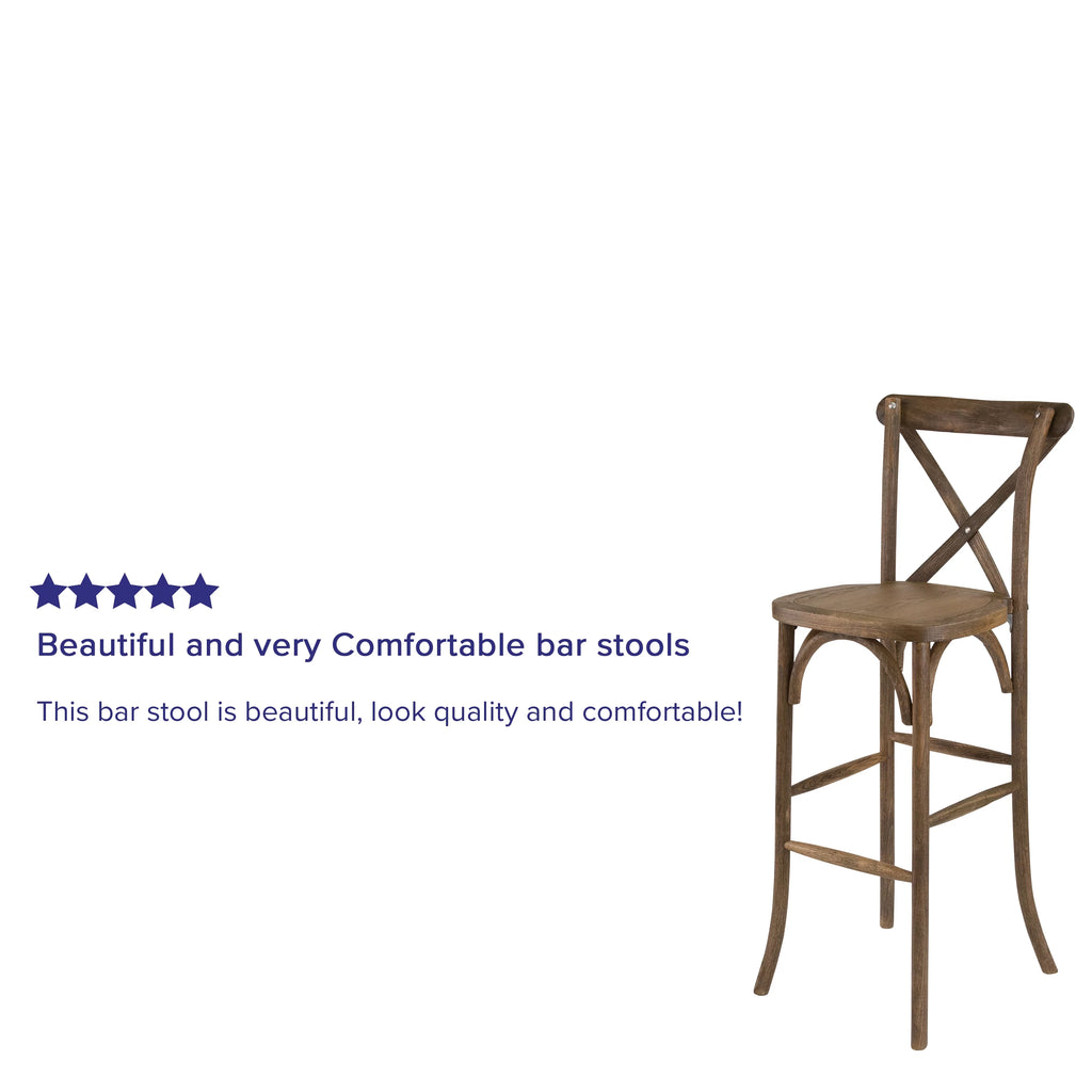 Dark Antique Wood Cross Back Barstool L208763