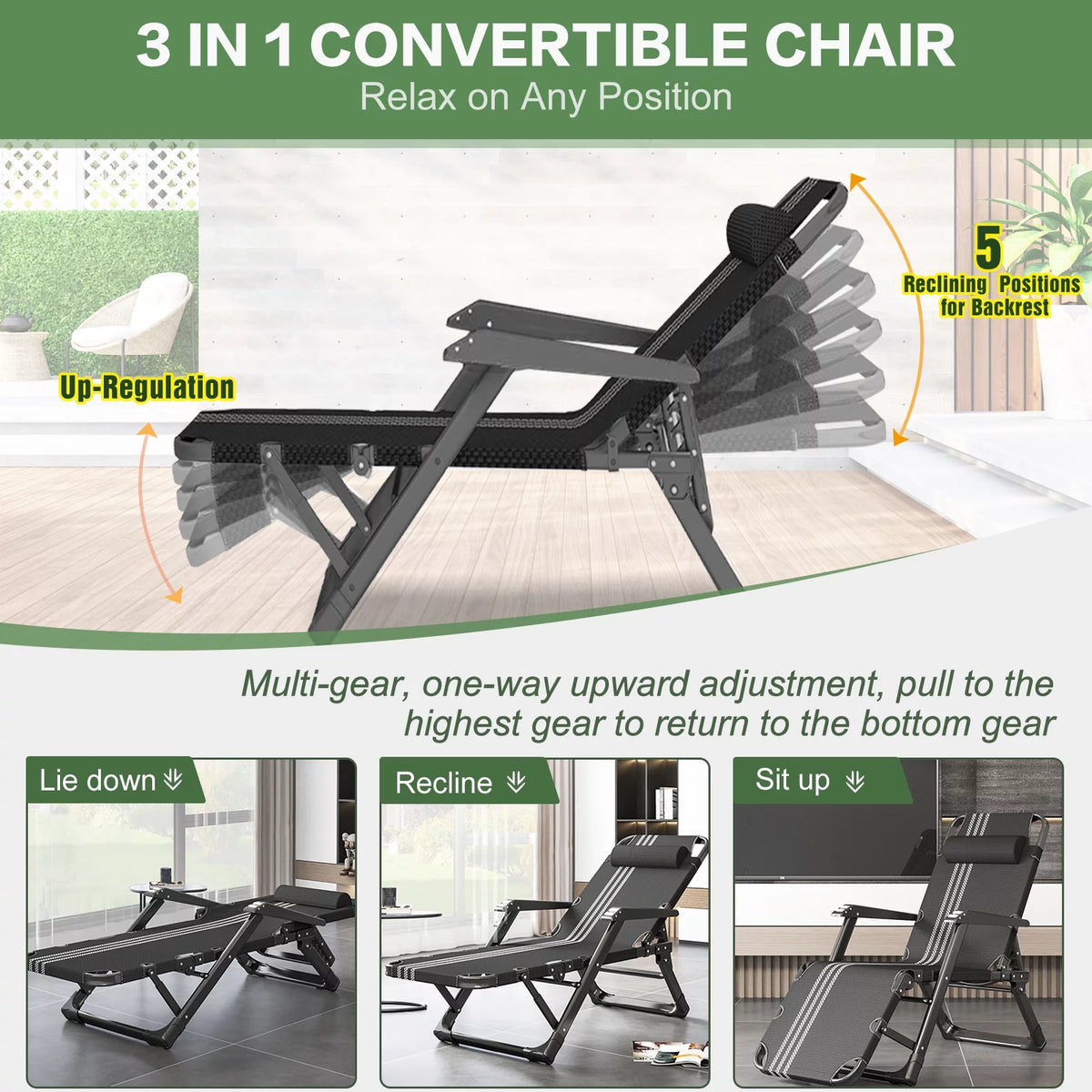 Zero Gravity Outdoor Folding Lounge Chair with Pillow V422