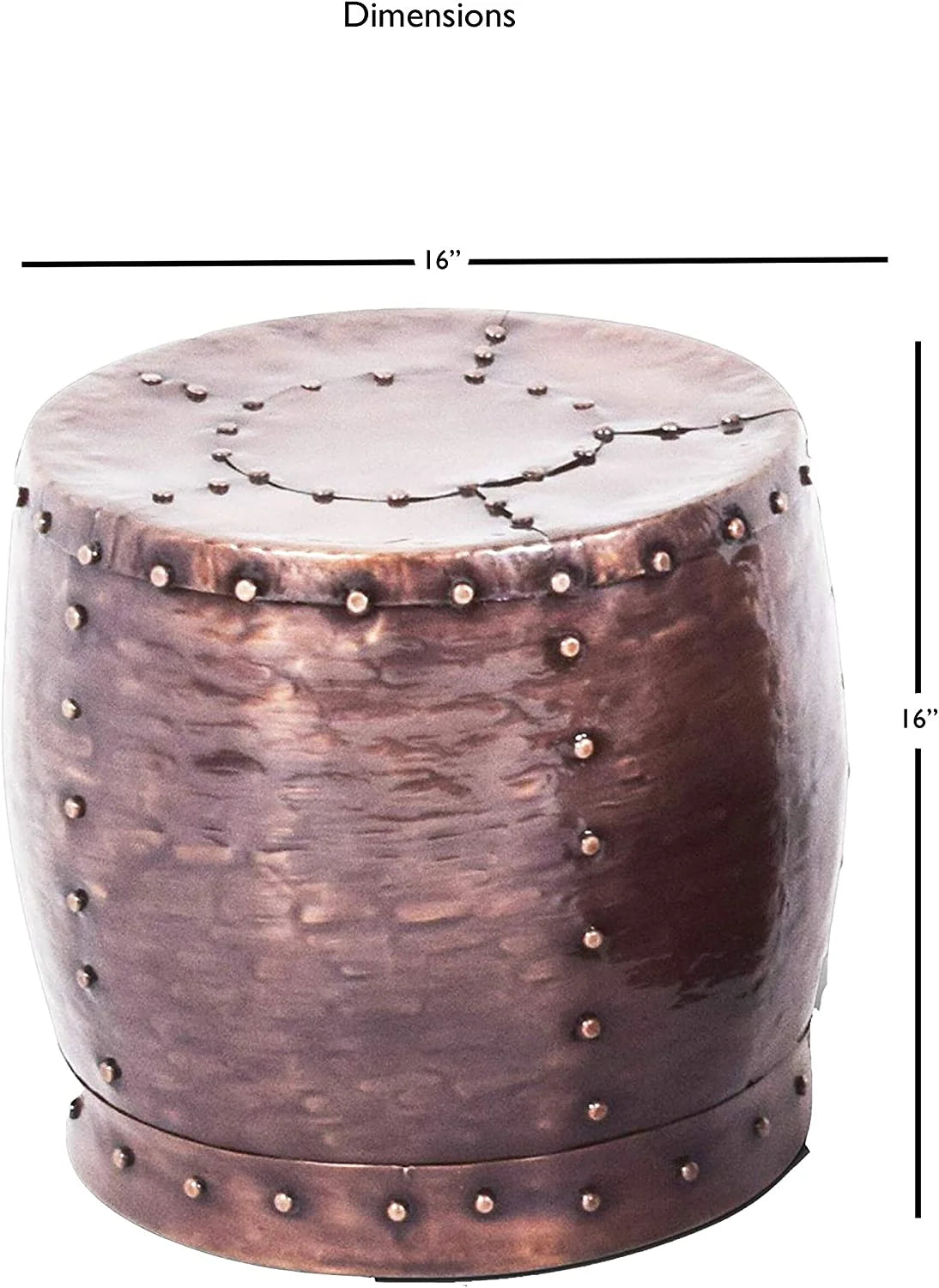 Antiqued Copper Iron Round End Table J2404