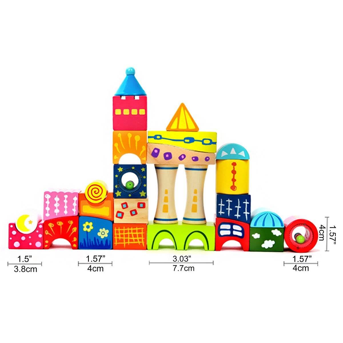 26 Piece Wooden Stacking Blocks Castle Toy Y76549