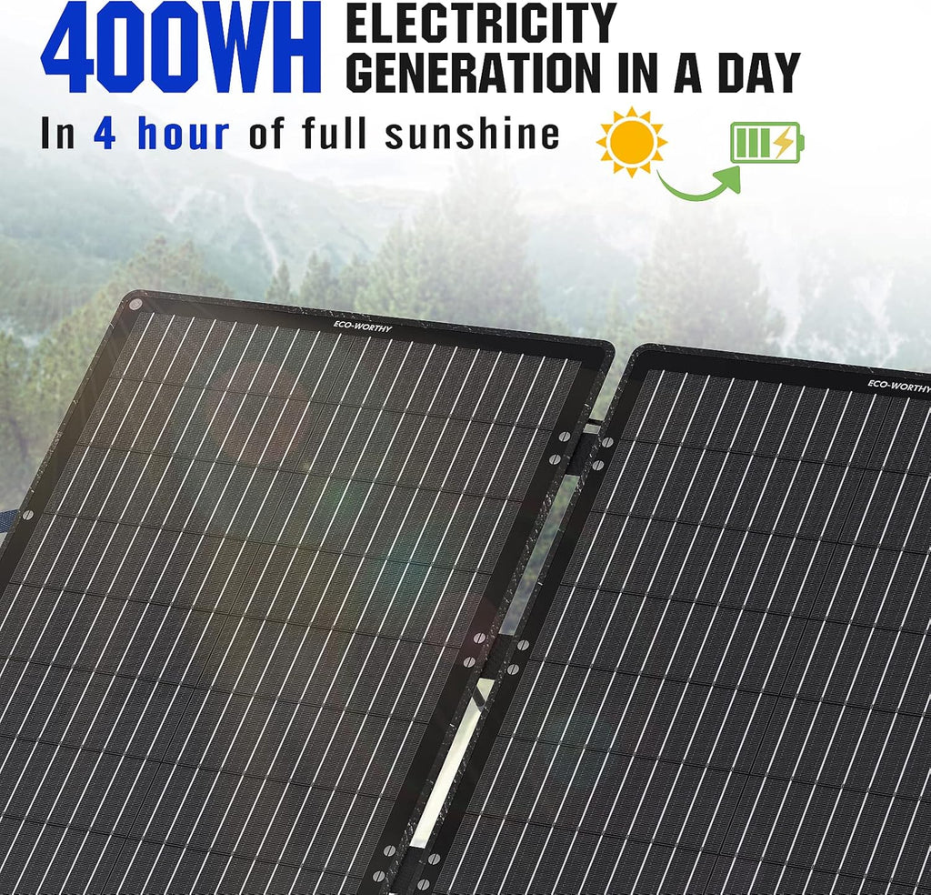100W Portable Foldable Solar Panel Kit with Adjustable Kickstand H74920