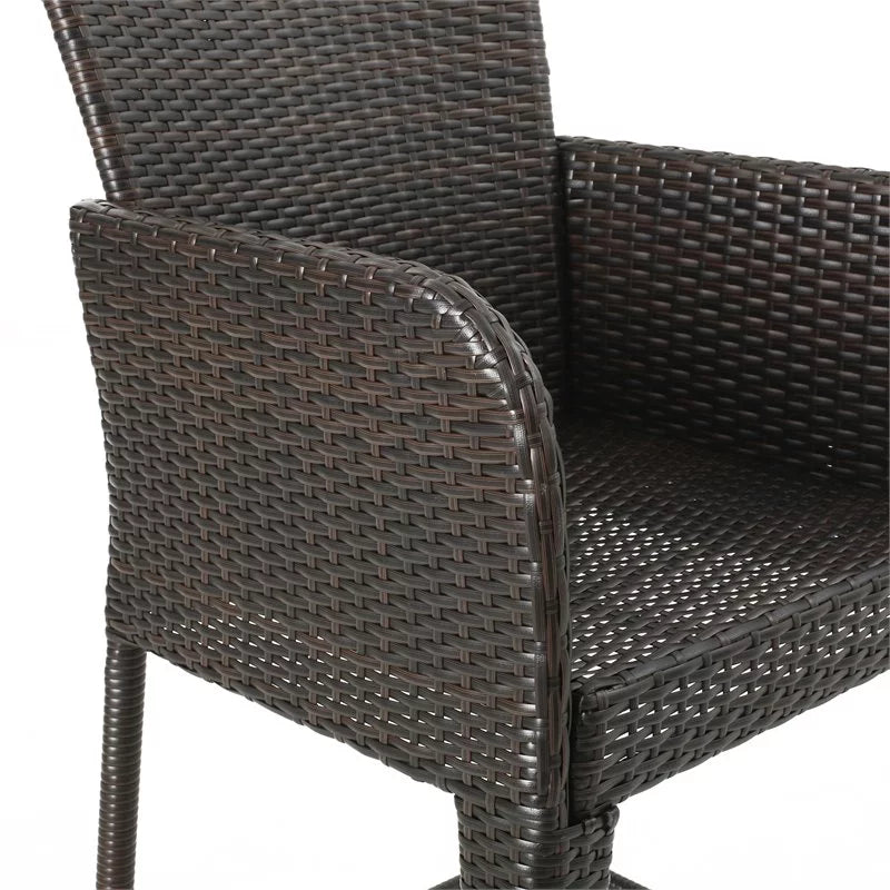 Multi Brown Wicker Barstool Set of 2 G9920