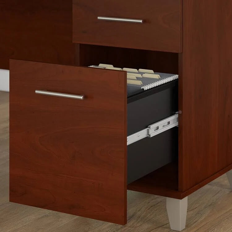 L-Shaped Desk with Hutch and 5-Shelf Bookcase R665