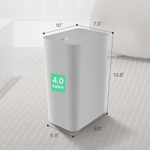 White 4.0 Gallon Plastic Bathroom Trash Can with Lid E1123