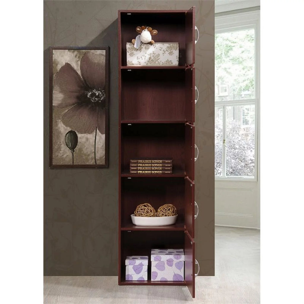 5 Door 5 Shelf Wood Bookcase C1911