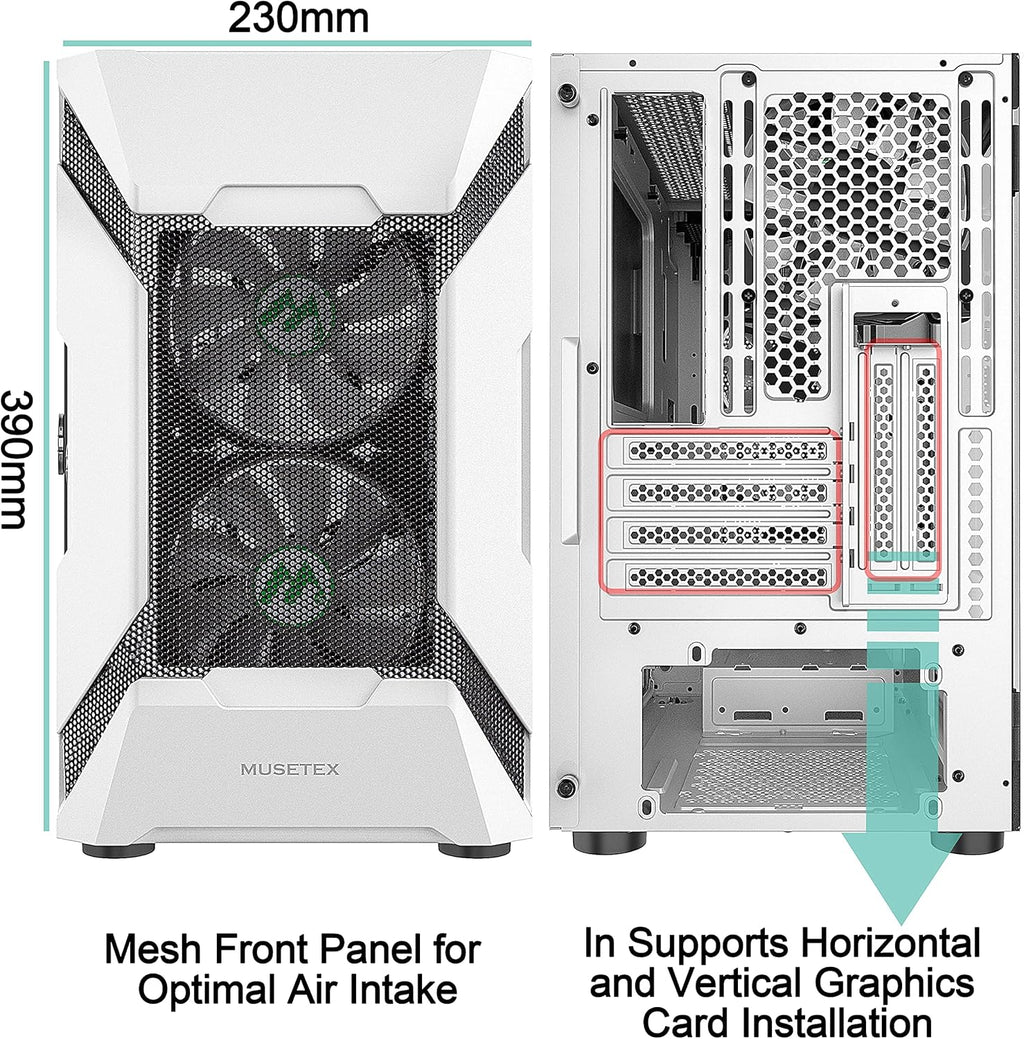 White Mesh Mid Tower PC Case with 5 ARGB Fans and Tempered Glass Panel A818