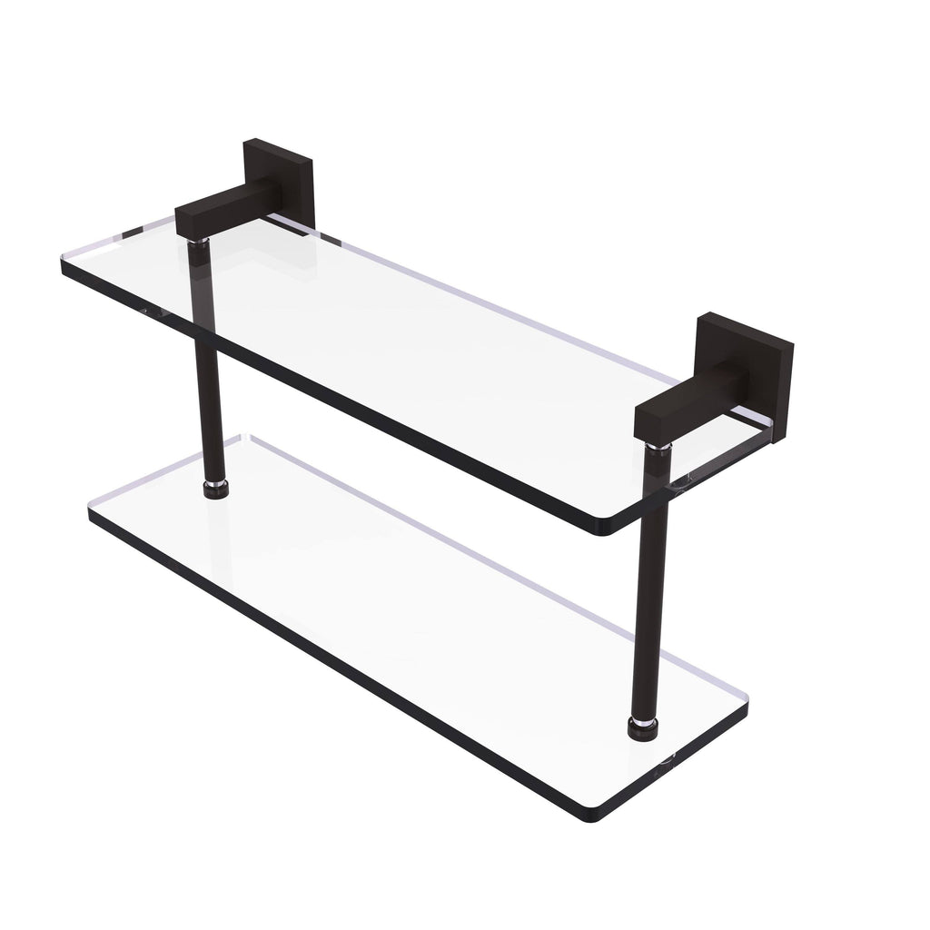 22 in. Two Tiered Glass Shelf Brushed Bronze R146