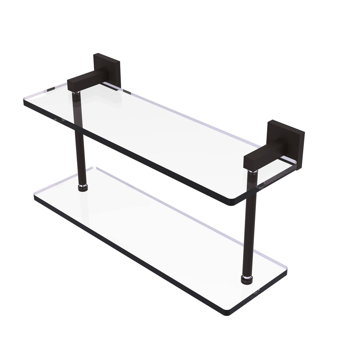 22 in. Two Tiered Glass Shelf Brushed Bronze R146