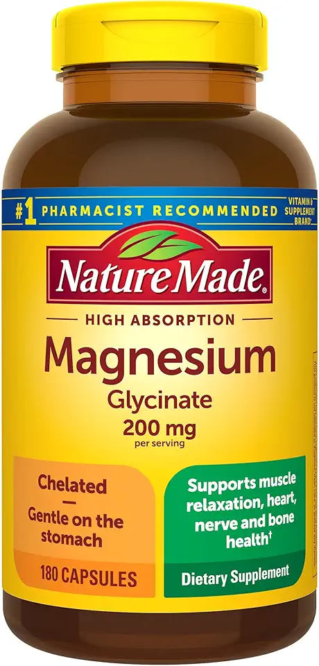 Magnesium Glycinate 200 mg Supplement 180 Capsules J419