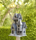Gothic Castle Birdhouse with Metal Dragon Weathervane Y4352