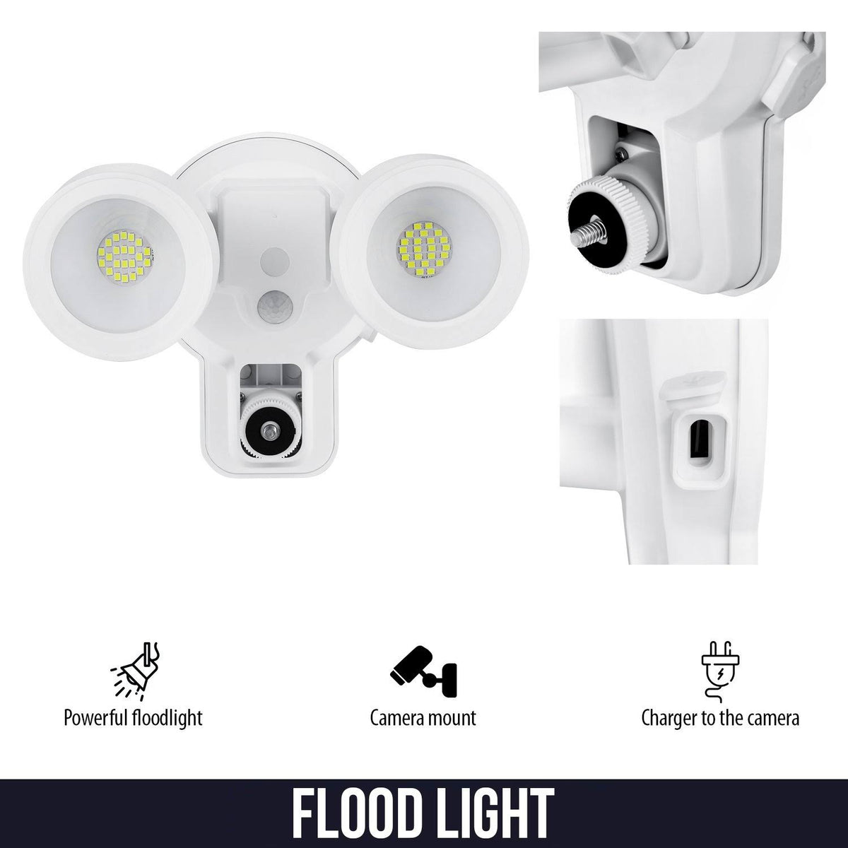 3-in-1 Floodlight, Charger and Mount for Wyze Cam Outdoor H8945