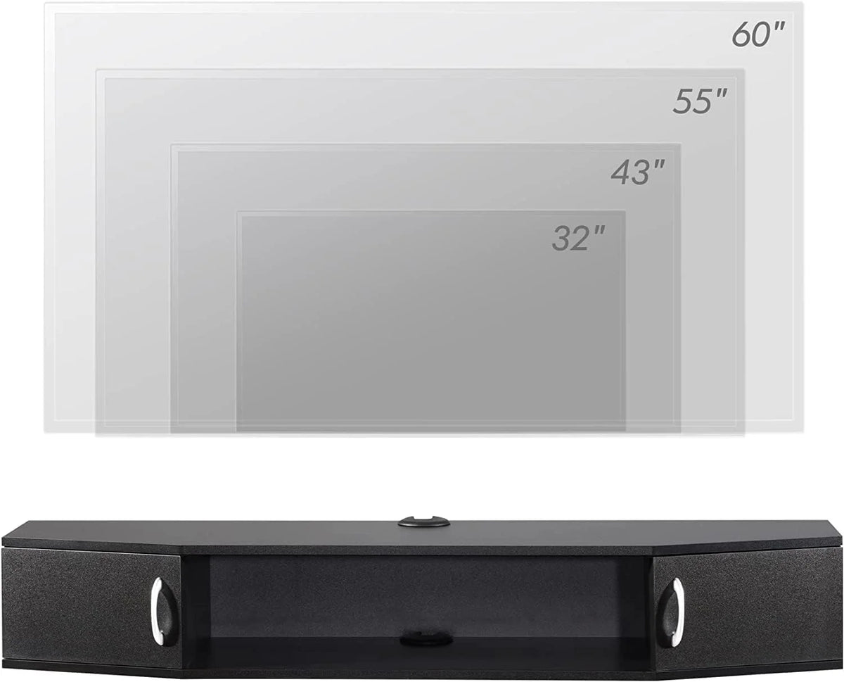 Black Walnut Floating TV Stand with Doors W2058