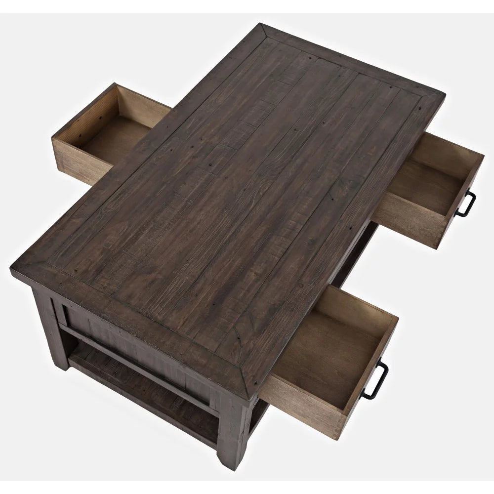 48" Rustic Reclaimed Pine 3 Drawer Coffee Table Y84638