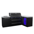 Black Stainless Steel Island Grill with 90 Degree Corner and Fridge Cabinet H833