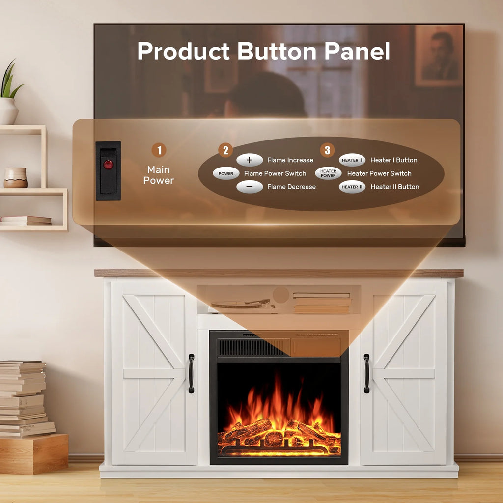 48'' Freestanding Electric Fireplace with Remote Control D7555