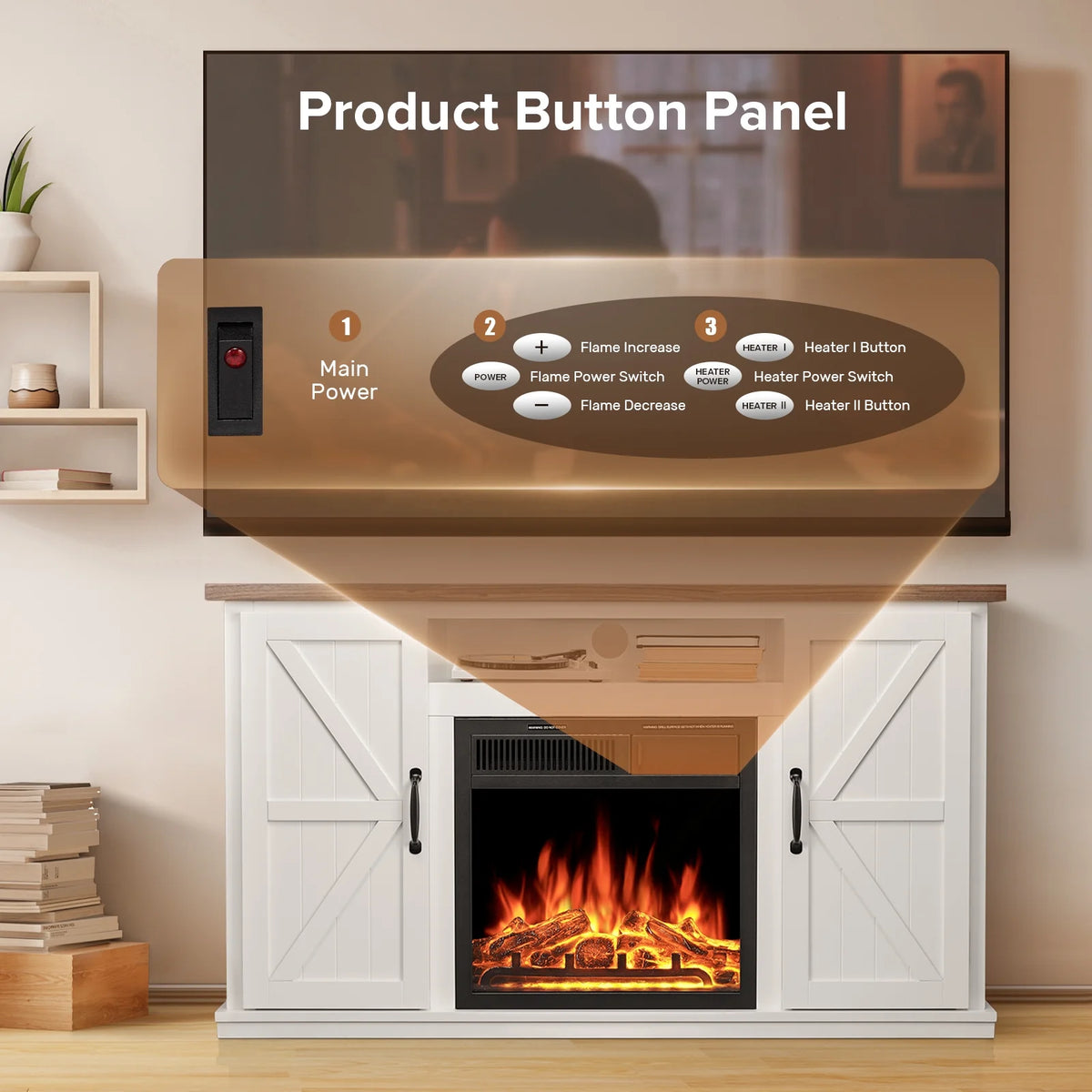48'' Freestanding Electric Fireplace with Remote Control D7555