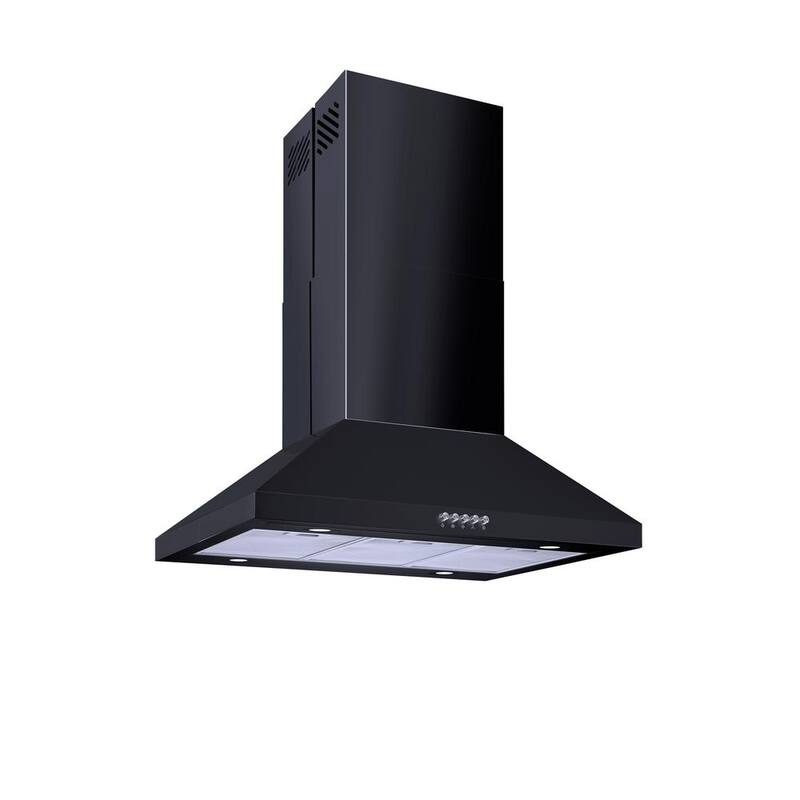 30 in. 350CFM Convertible Black Range Hood with Charcoal Filters and LED Lighting O566071