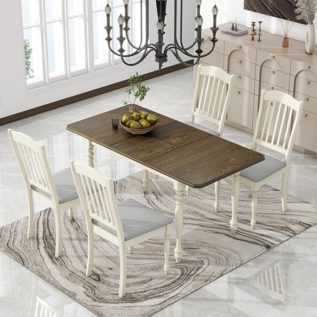 Extendable Dining Table Set with Butterfly Leaf and Upholstered Chairs L74223