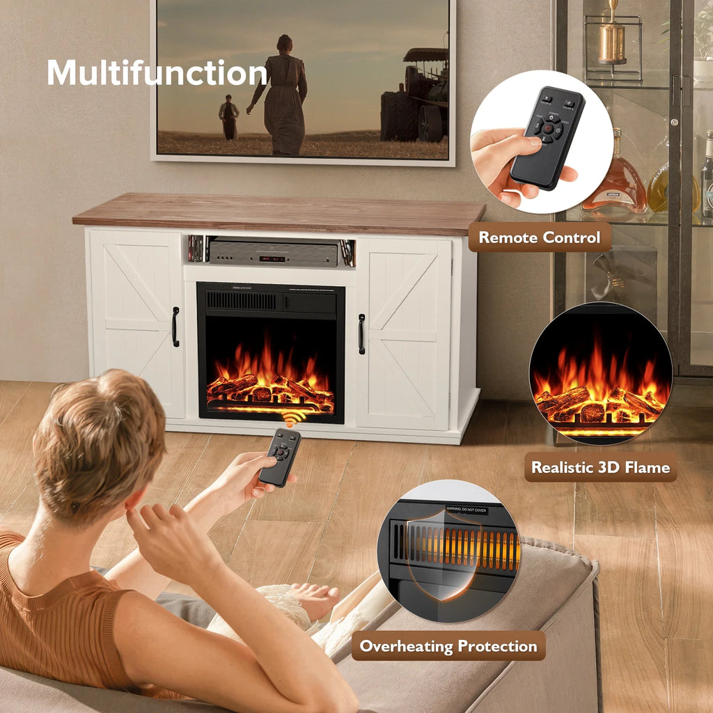 48'' Freestanding Electric Fireplace with Remote Control D7555