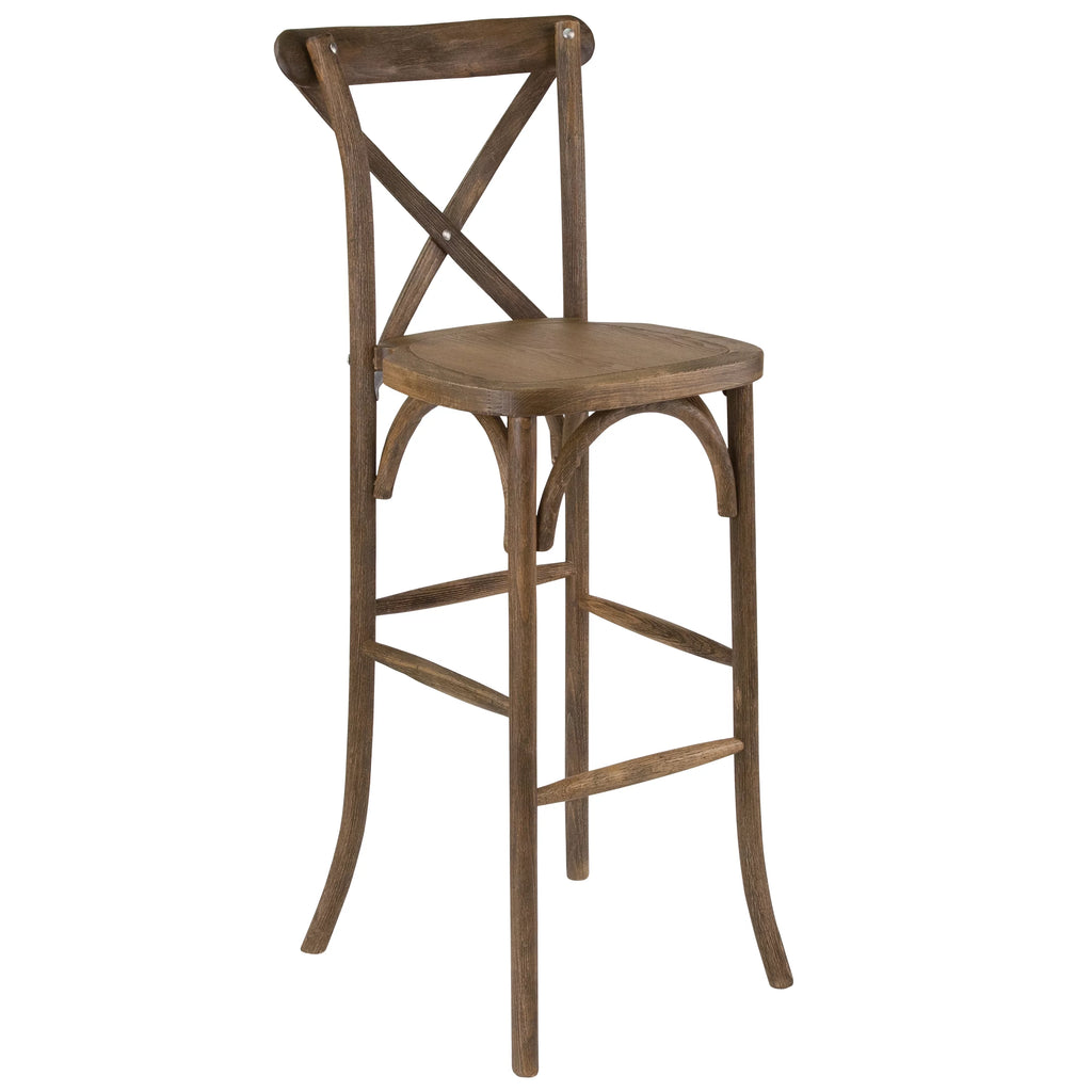 Dark Antique Wood Cross Back Barstool L208763