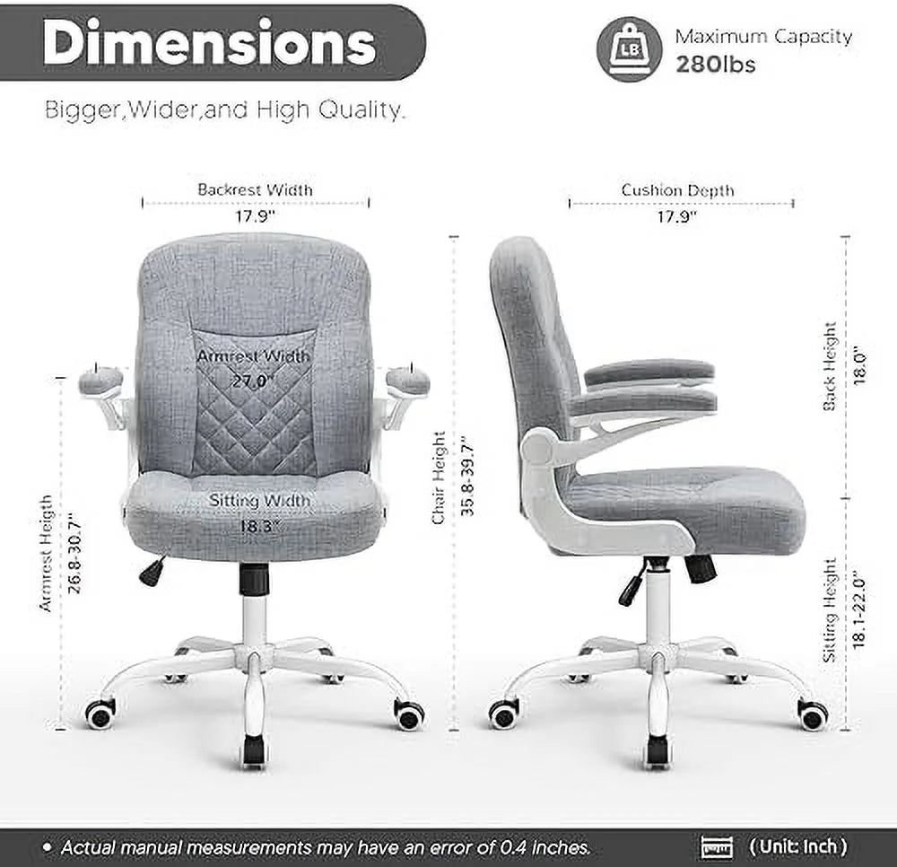Grey Linen Office Chair with Wheels F899