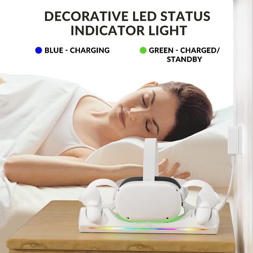 Magnetic Charging Dock for VR Headset & Controllers with 2 Rechargeable Batteries F112