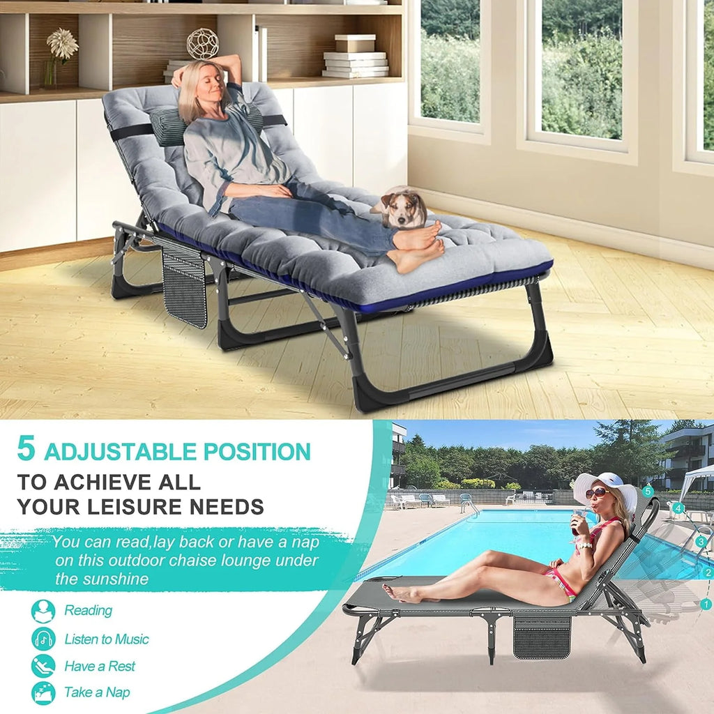 Portable Folding Camping Cot Bed with Mattress & Pillow I21660