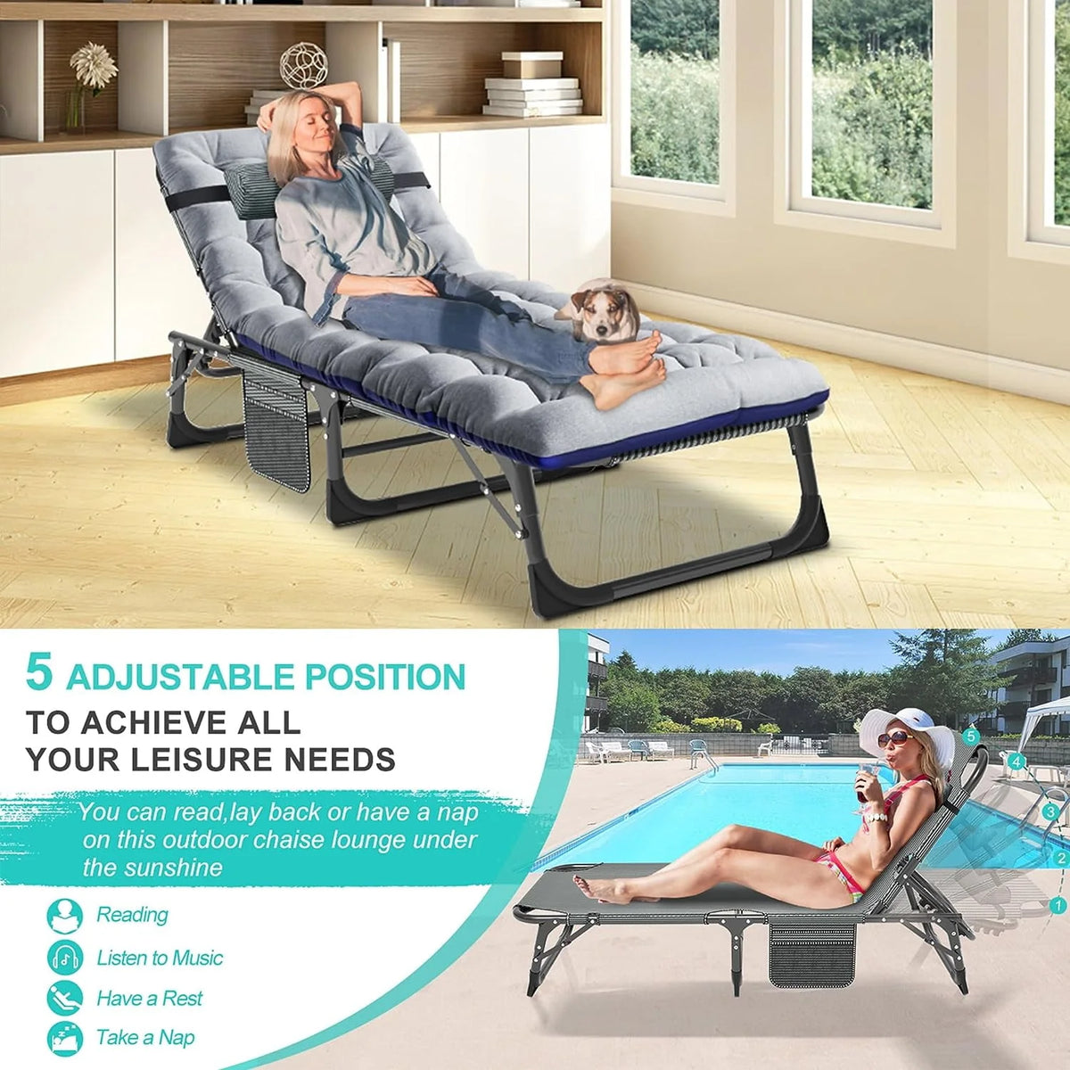 Portable Folding Camping Cot Bed with Mattress & Pillow I21660
