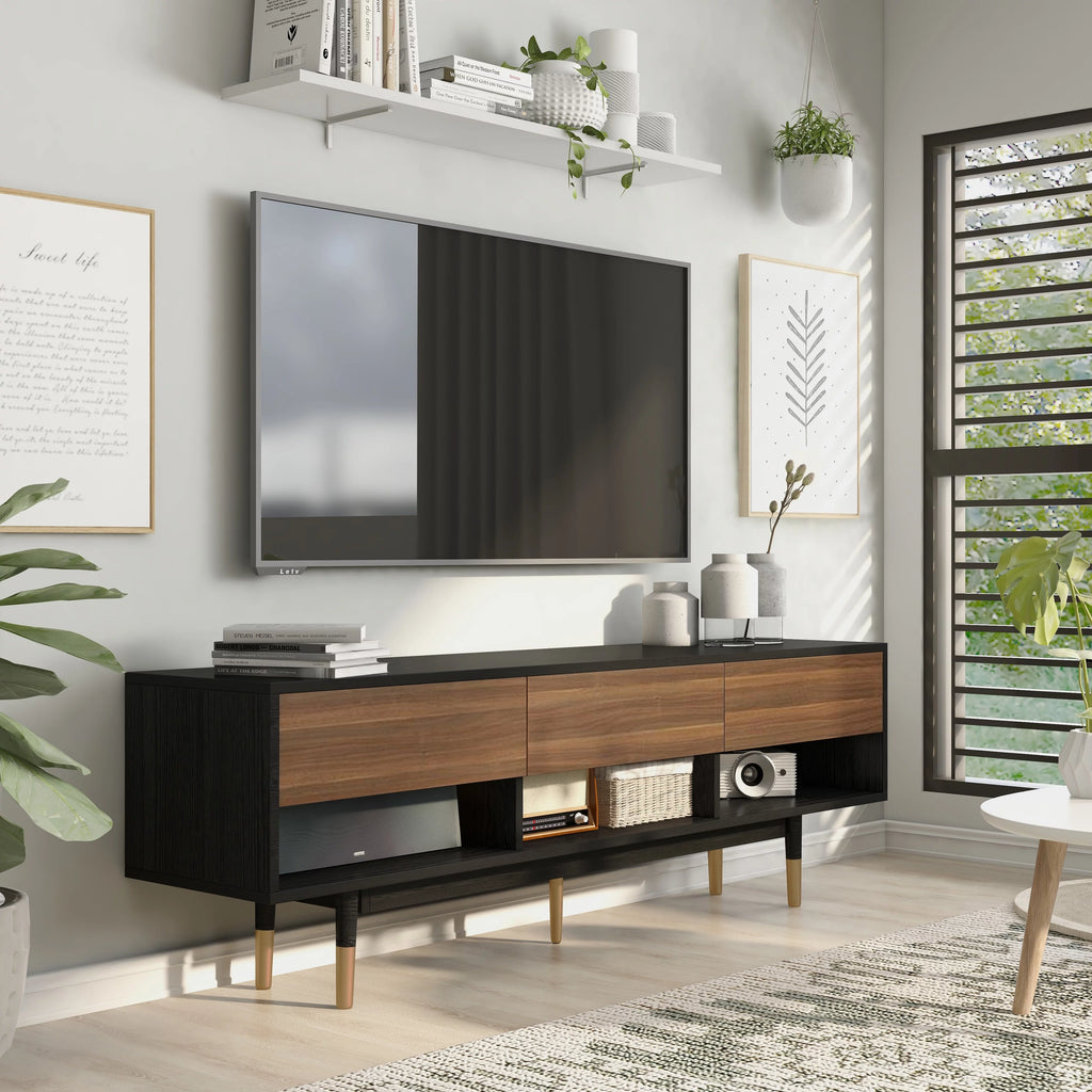 Black 71-inch 3-Shelf TV Console X327586