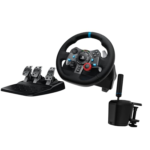 Black Leather Racing Wheel and Floor Pedals S879