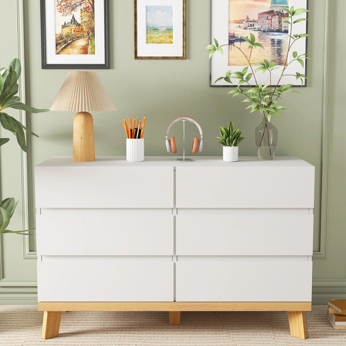 White 6 Drawer Storage Cabinet T707