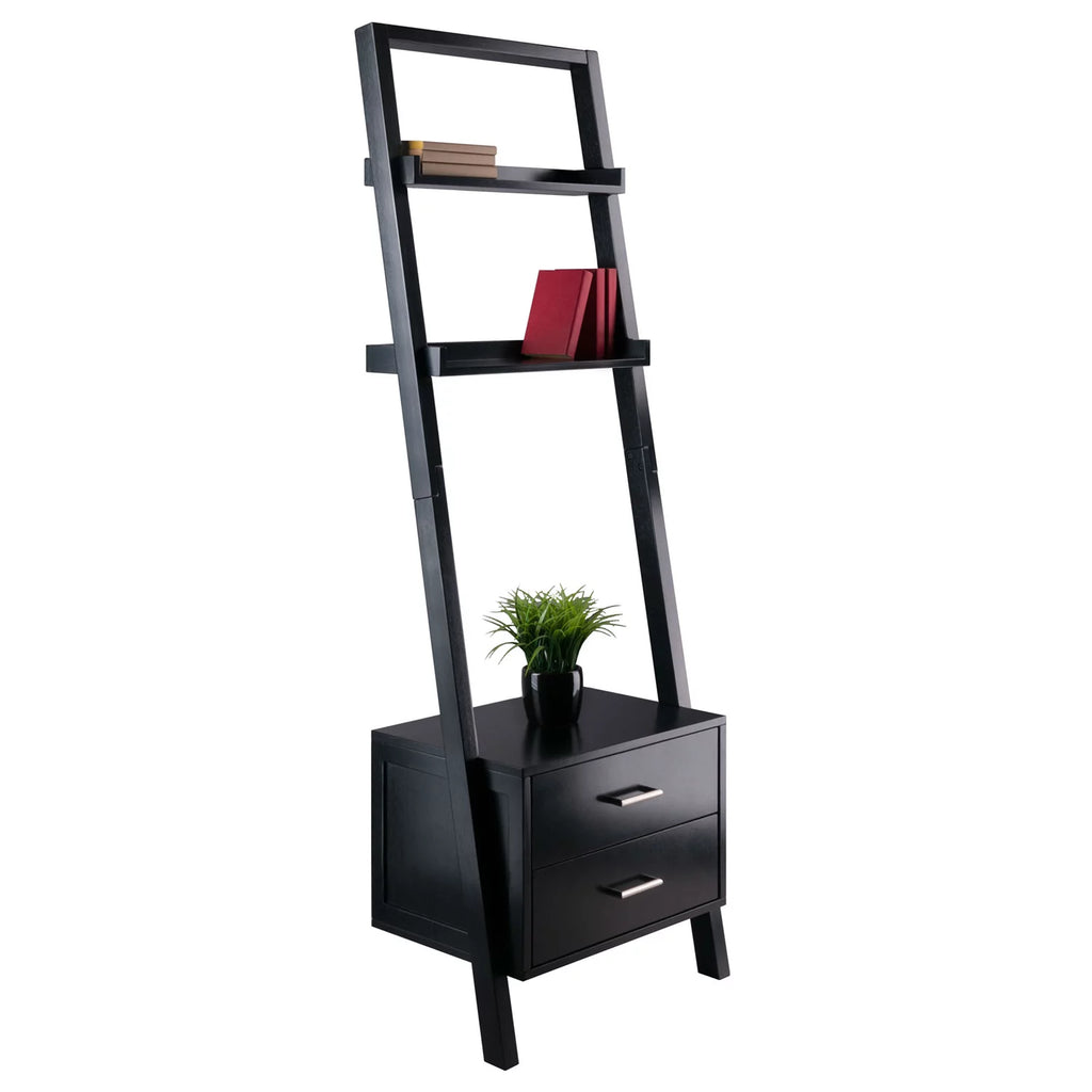 Black 2 Drawer Leaning Ladder Bookshelf R363