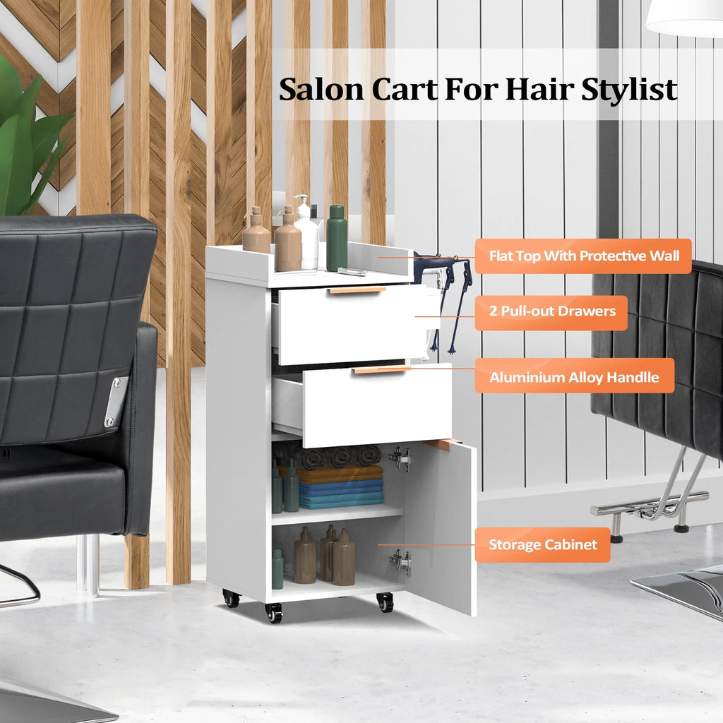 Salon Trolley with Wheels, 2 Drawers & 1 Storage Cabinet E12177