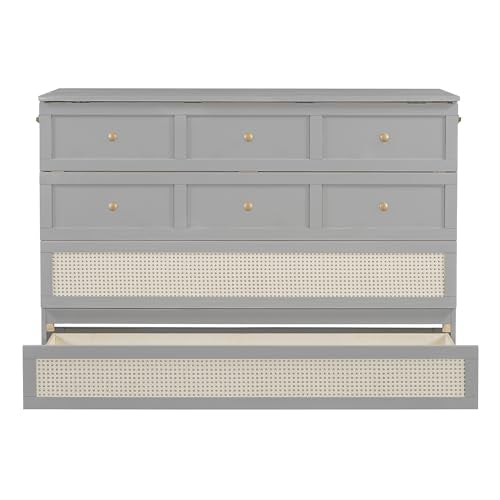 Queen Size Solid Wood Murphy Bed with Storage Drawers Q180046
