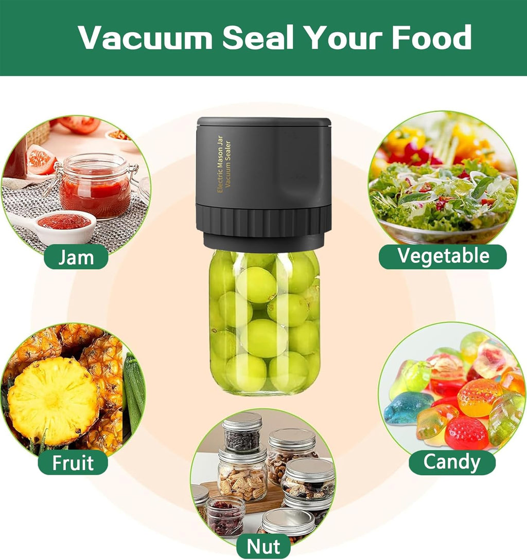 Electric Mason Jar Vacuum Sealer for Canning Jars with Regular Mason Lids（Black） D131900