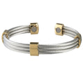Trio Cable Stainless/Gold Magnetic Bracelet, Extra Large I429