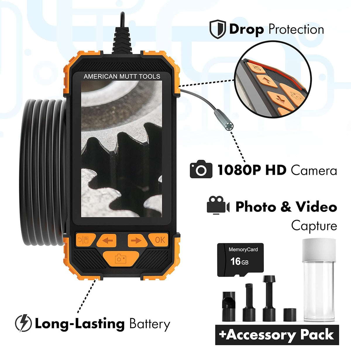 Waterproof Industrial Endoscope Camera with 6.5 ft Cable N69896