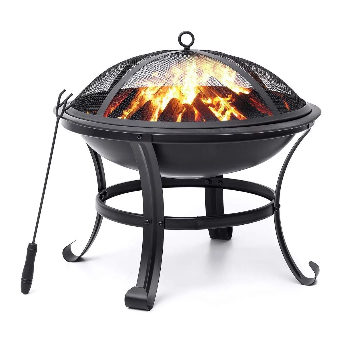 22 inch Portable Wood Burning Fire Pit with Spark Screen R404
