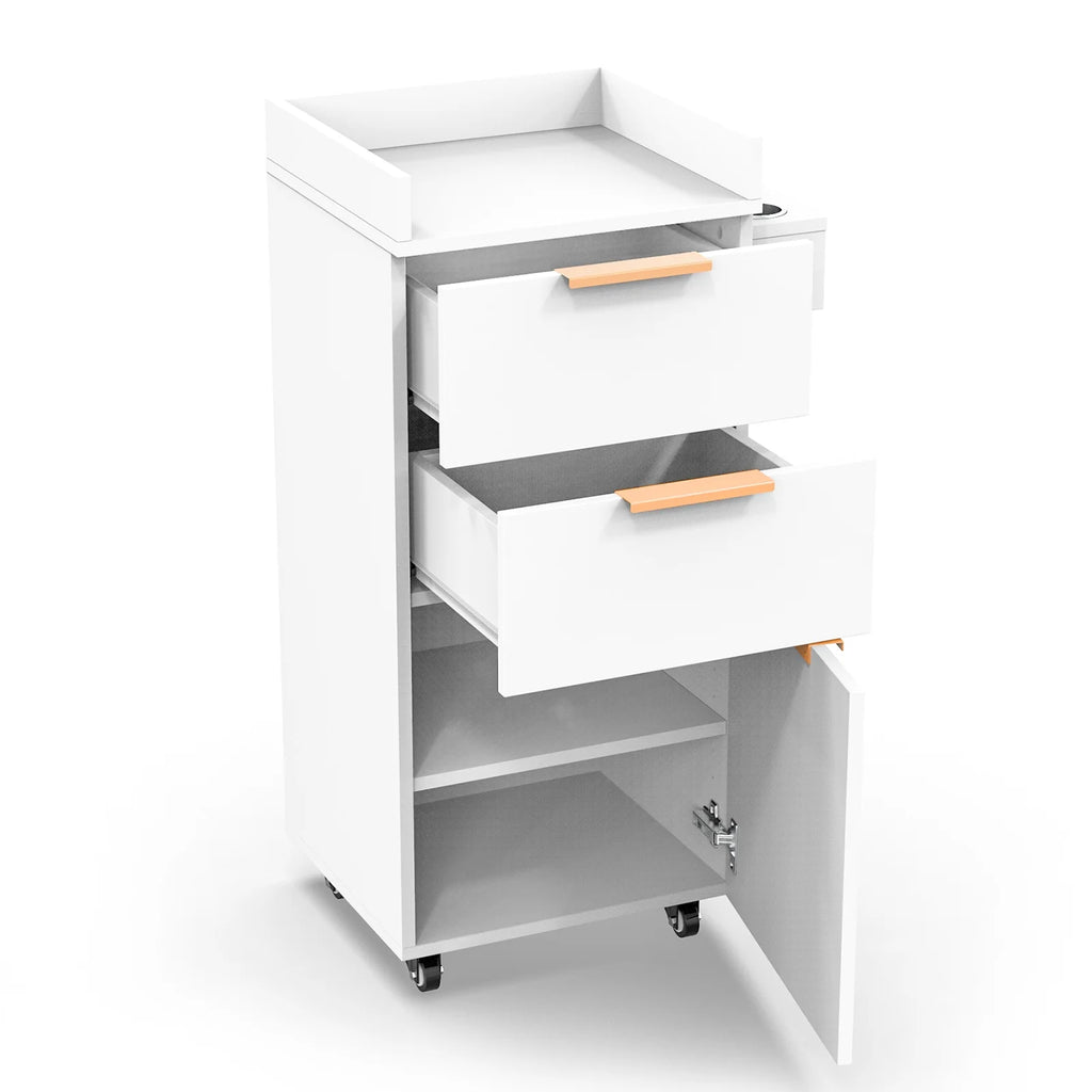 Salon Trolley with Wheels, 2 Drawers & 1 Storage Cabinet E12177